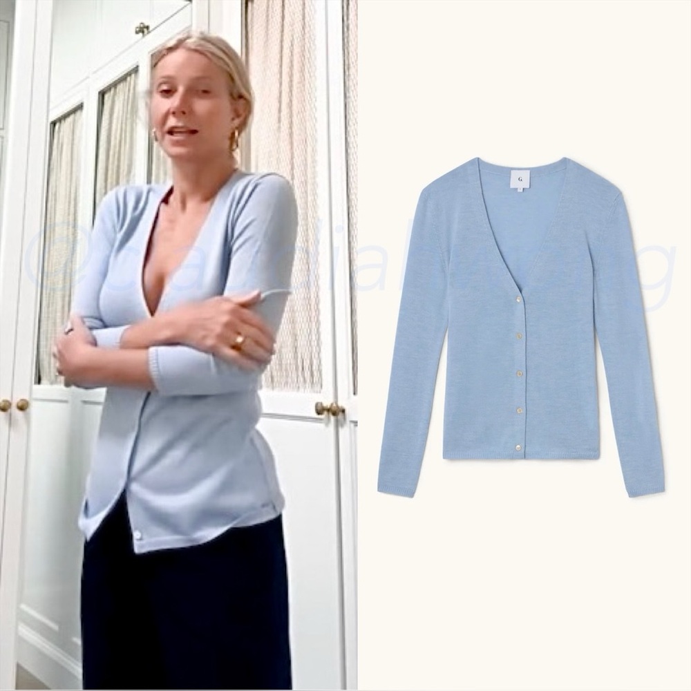 GWYN Sadie Cashmere Silk Cardigan in Light Blue